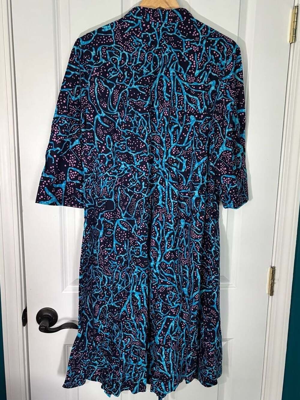 Zuri Icy Hot Shirt Dress Size M/Long Navy Blue Print - Picture 5 of 10
